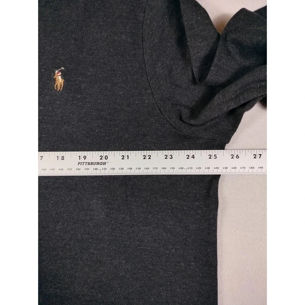 Polo Ralph Lauren Shirt‎ Mens XL Gray Custom Slim Fit Long Sleeve Pony Logo Tee